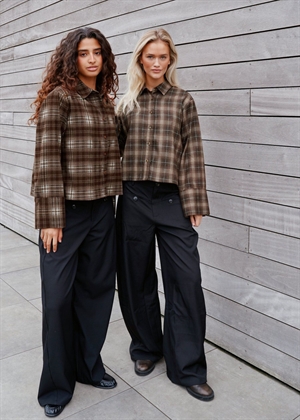 Jaylin flannel check skjorte Dark Taupe Neo Noir